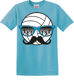 Volleyball Mustache Light Blue Shirt