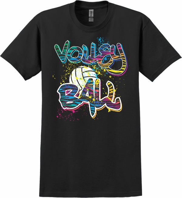 Volleyball Rainbow Zebra Black Shirt