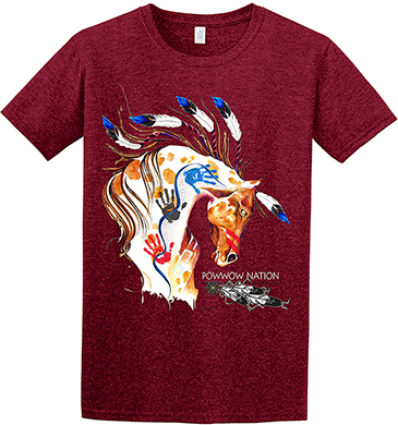 Gathering of Nations 5 Feathers Maroon T-Shirt